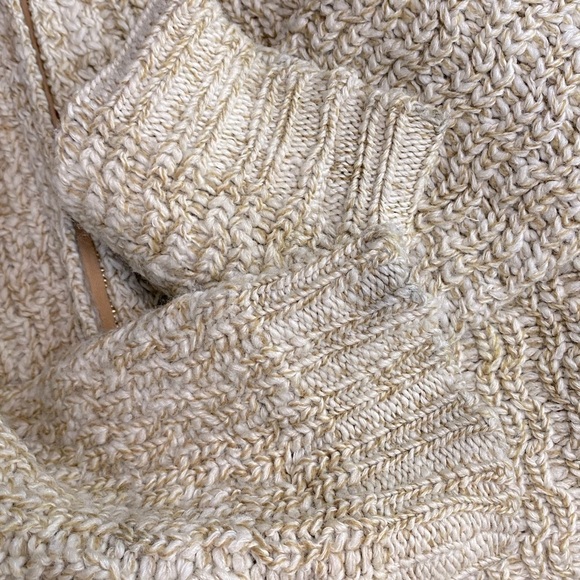 Vintage Hand Knit Ecru Shawl Collar Full Zip Cardigan Sweater L - Picture 11 of 14